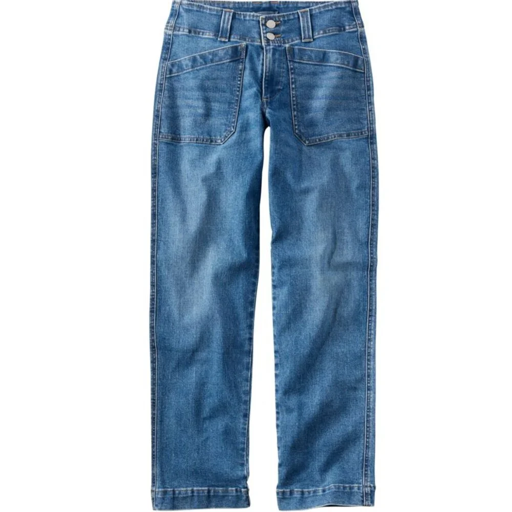 L.L. Bean 1912 Field Denim Pants Womens 8P Utility Ankle Mid Rise NWT Heritage - Picture 1 of 8